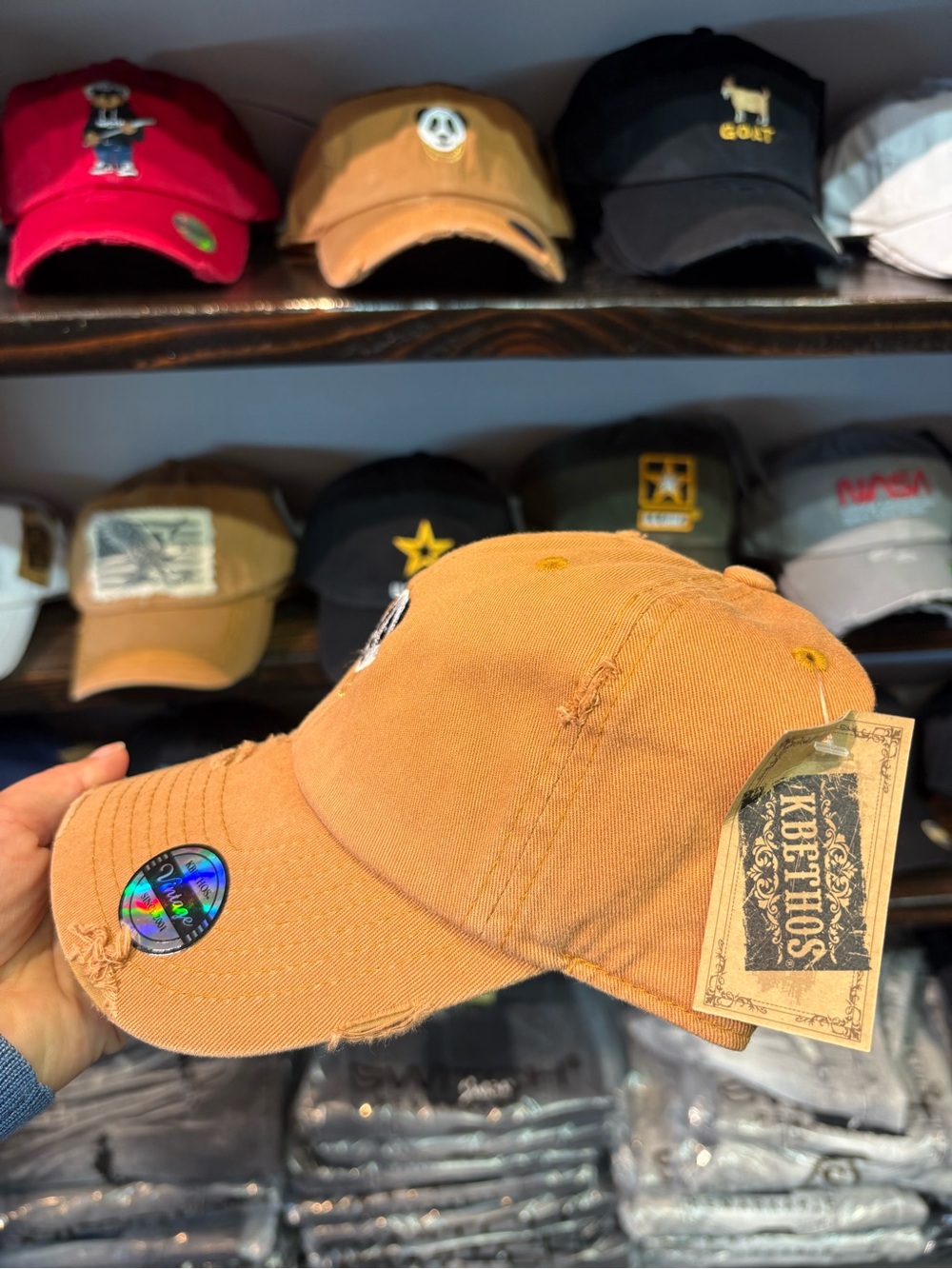 Panda Embroidered Distressed Cap - Tan - Picture 2 of 4